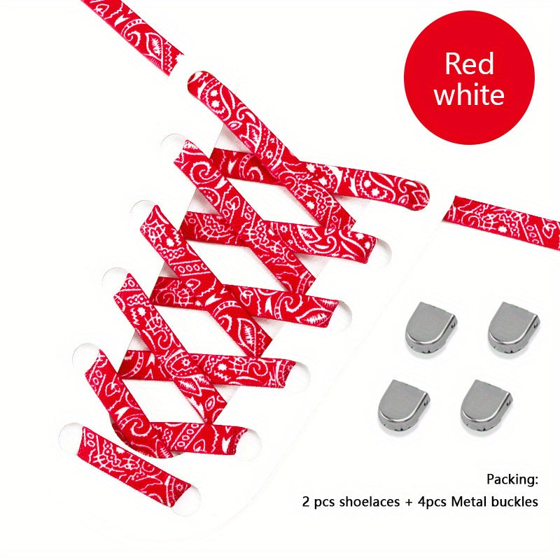 Unisex Elastic Cashew Flower Shoelaces 100cm for Sports and Casual Shoes