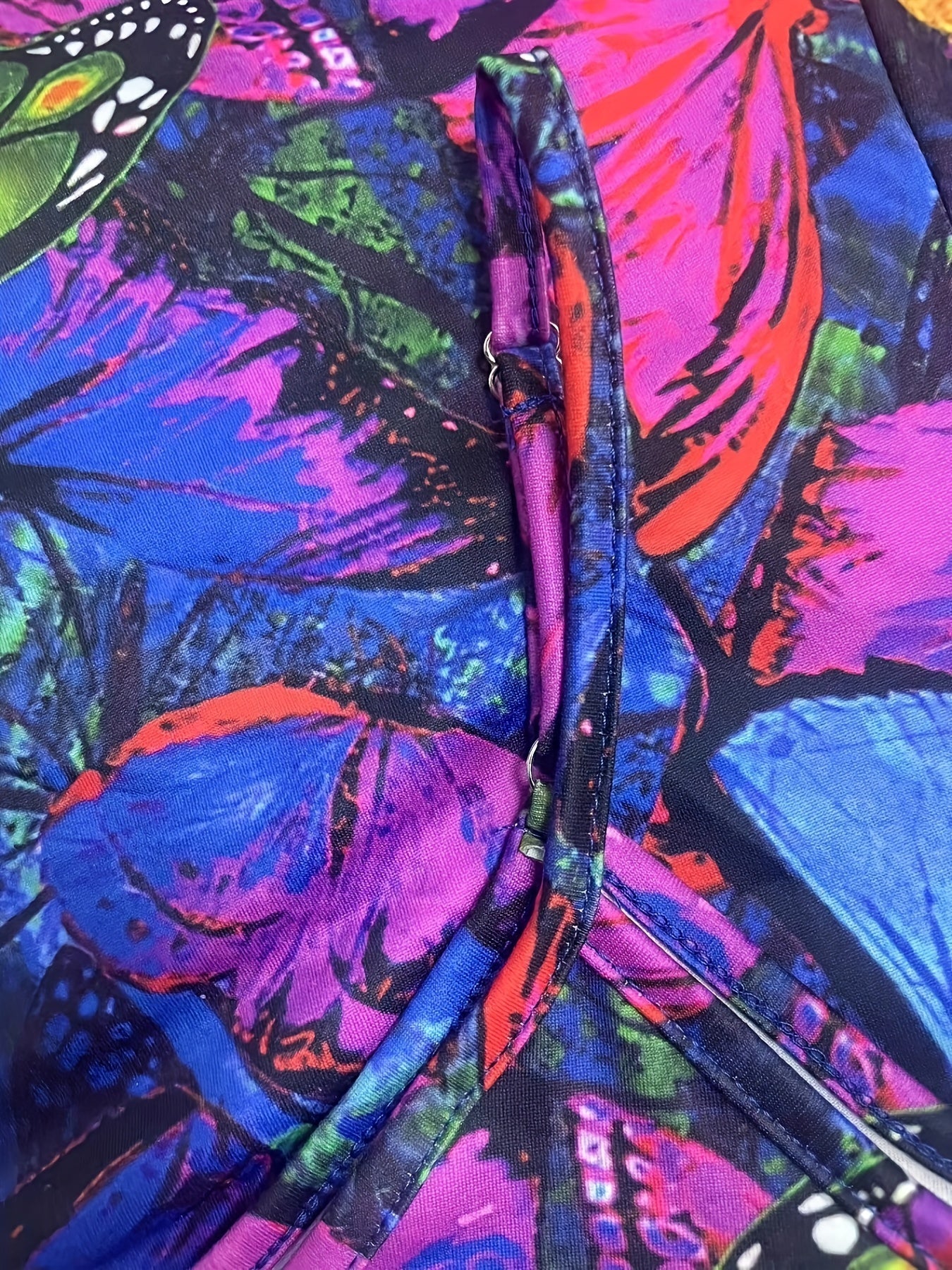 Mono sin mangas de talla grande para mujer con estampado de mariposas y bolsillos