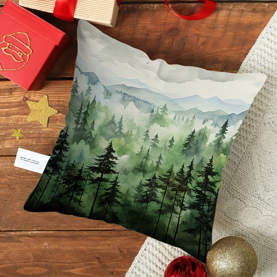 Square Pillow Cover Soothing Serenity Forest Green 44.96cm Washable Sofa Bedroom Decor