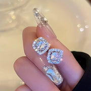 Women's Copper-Inlaid Zirconia Daily Earrings Elegant Luxurious Jewelry