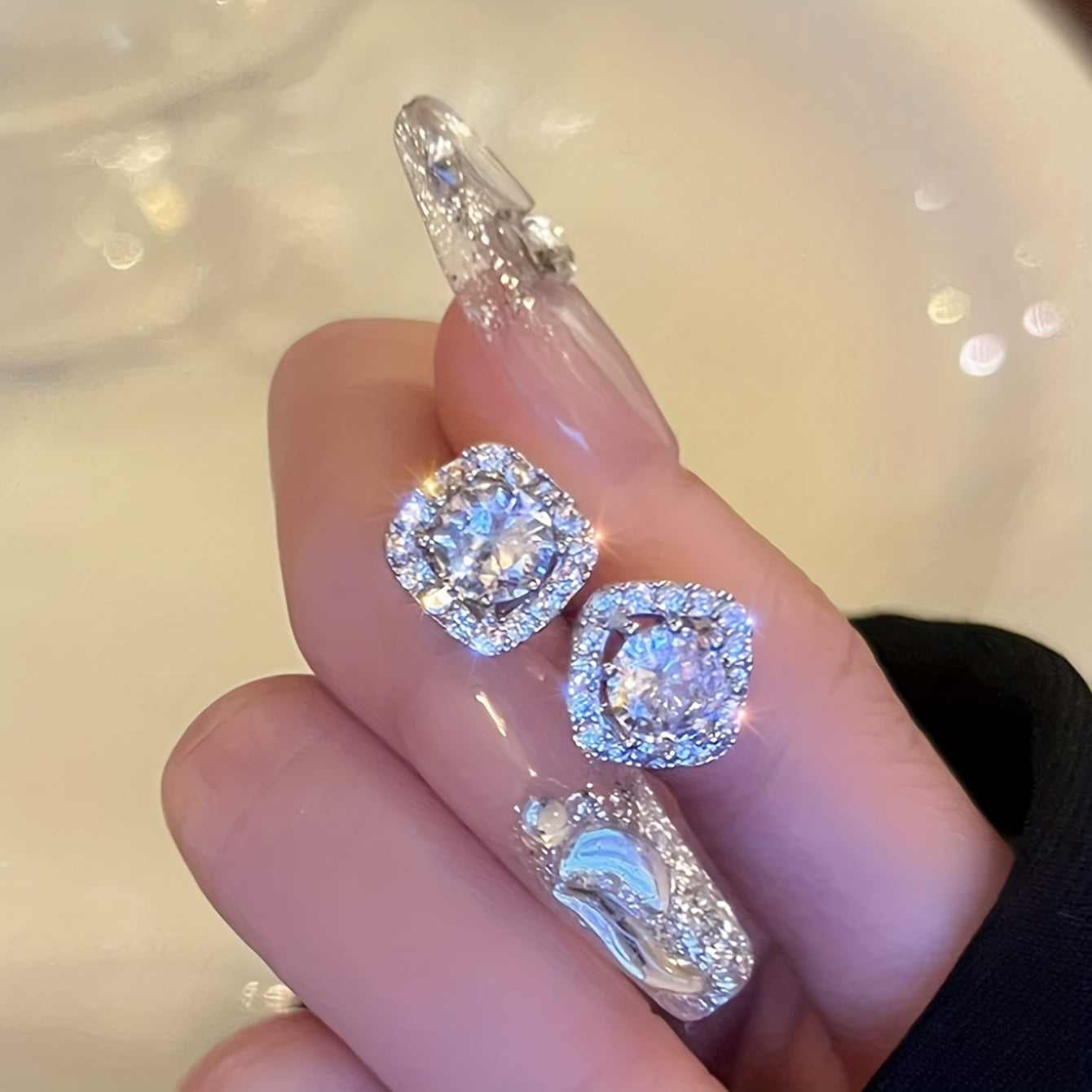 Women's Copper-Inlaid Zirconia Daily Earrings Elegant Luxurious Jewelry