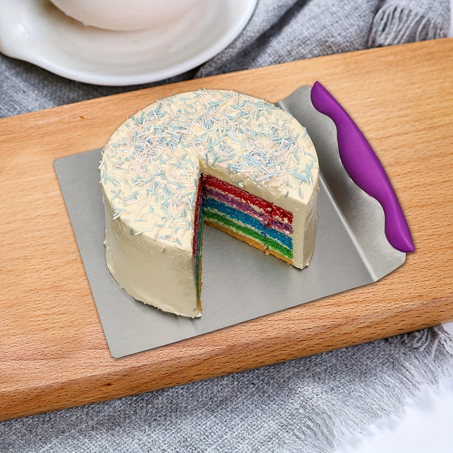 Stainless Steel Cake Transfer Board with Silicone Spatula for Baking and Decorating