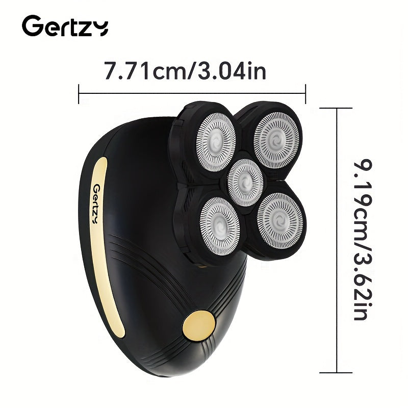 Electric Razor USB Rechargeable 5-Blade Rotary Shaver Nose Hair Trimmer Facial Cleaning Brush Stainless Steel Heads