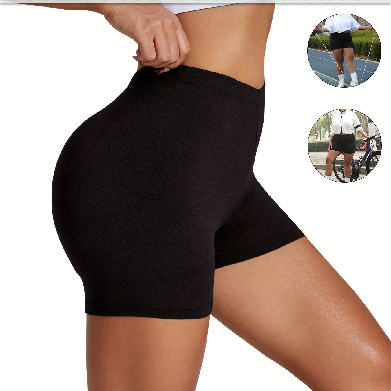 Plus Size Women’s Biker Shorts Soft Tummy Control No-See-Through Workout