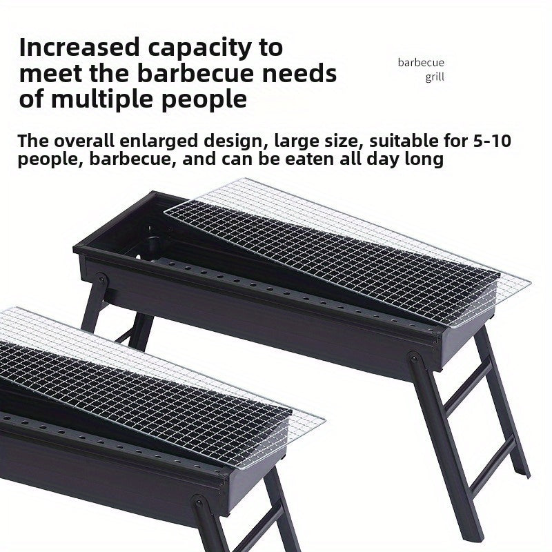 Parrilla portátil de carbón plegable para barbacoa, diseño duradero para camping al aire libre con parrilla superior desmontable, patas fáciles de transportar y almacenar, perfecta para picnics, tailgating y asados al aire libre