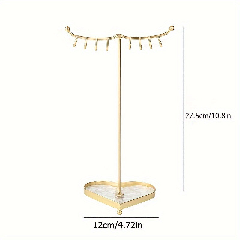 Soporte de bandeja de joyería en forma de corazón, organizador portátil de metal para collares, exhibidor