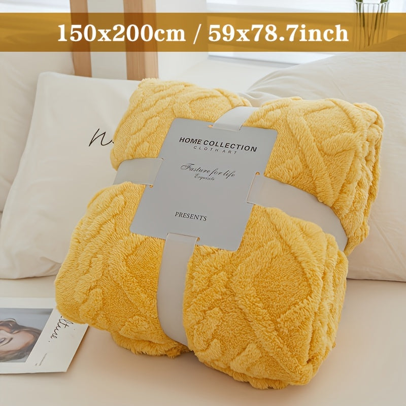 Manta de felpa suave y acogedora con jacquard 3D para sofá y decoración del hogar, ligera, cálida y con textura, para cama