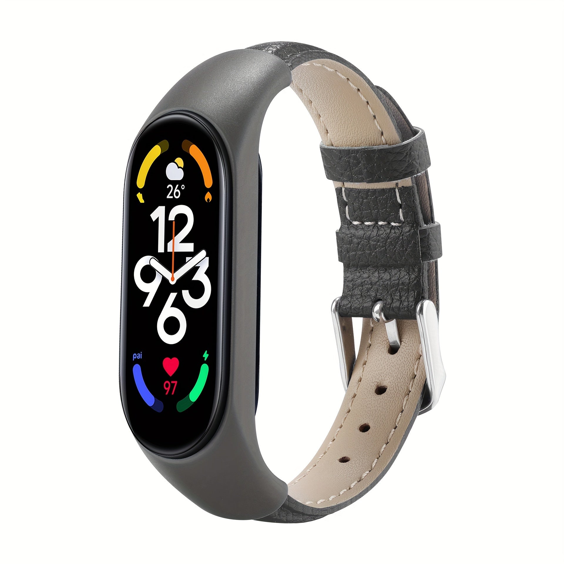 Smartwatch Strap for Xiaomi Mi Band 3 4 5 6 7 Synthetic Leather Adjustable Buckle Black Brown White