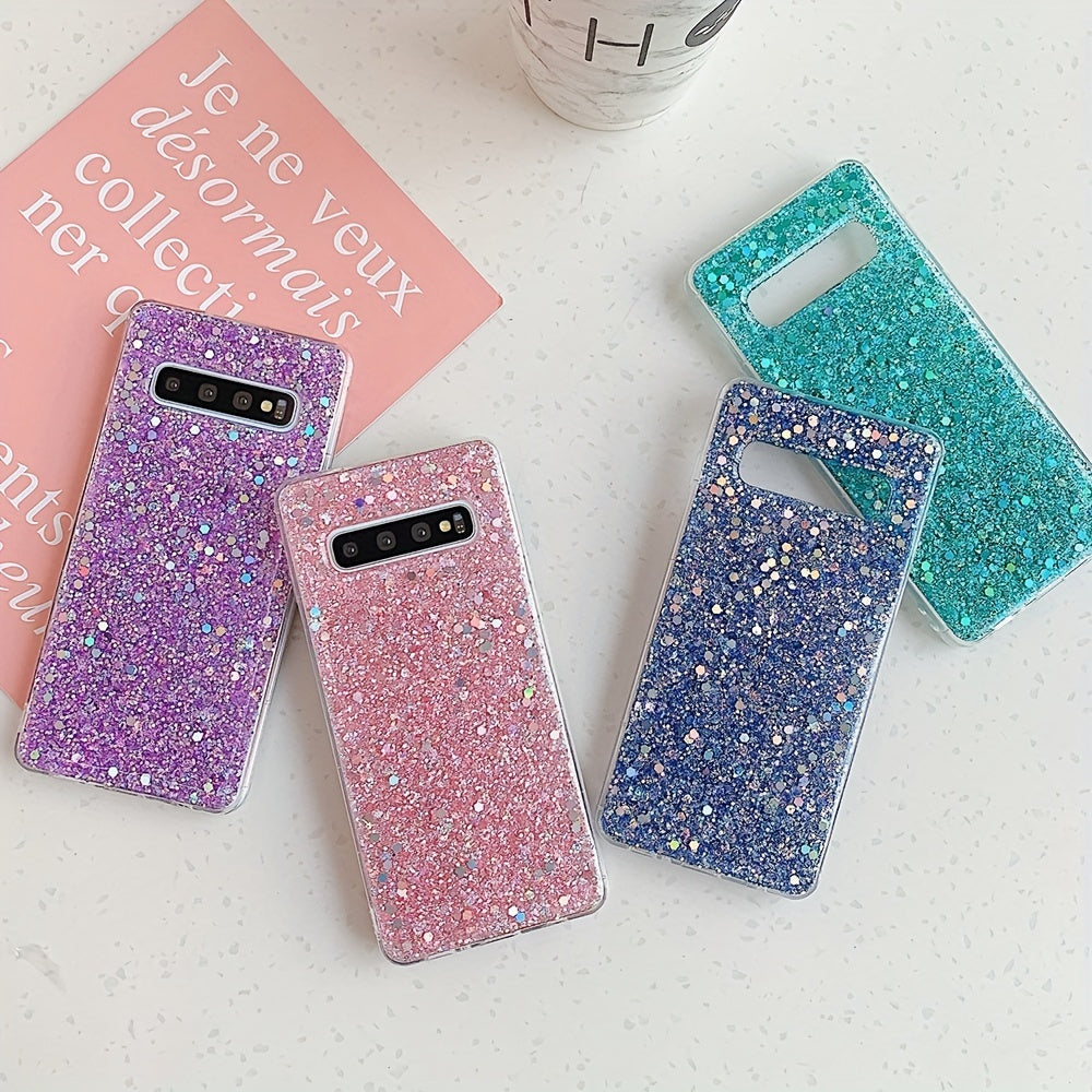 Rang-barang porloq glitter sequined TPU telefon qutisi Samsung Galaxy S10 S10 Plus uchun shokga chidamli tushishdan himoya
