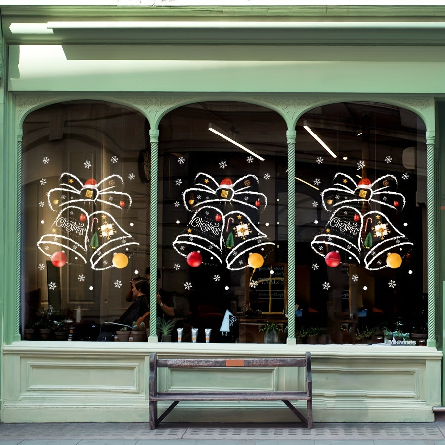 Christmas Bells Window Cling Decal Static Sticker Holiday Decor for Home or Shopfront