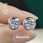 925 Silver Stud Earrings with 1 Carat White Moissanite for Women