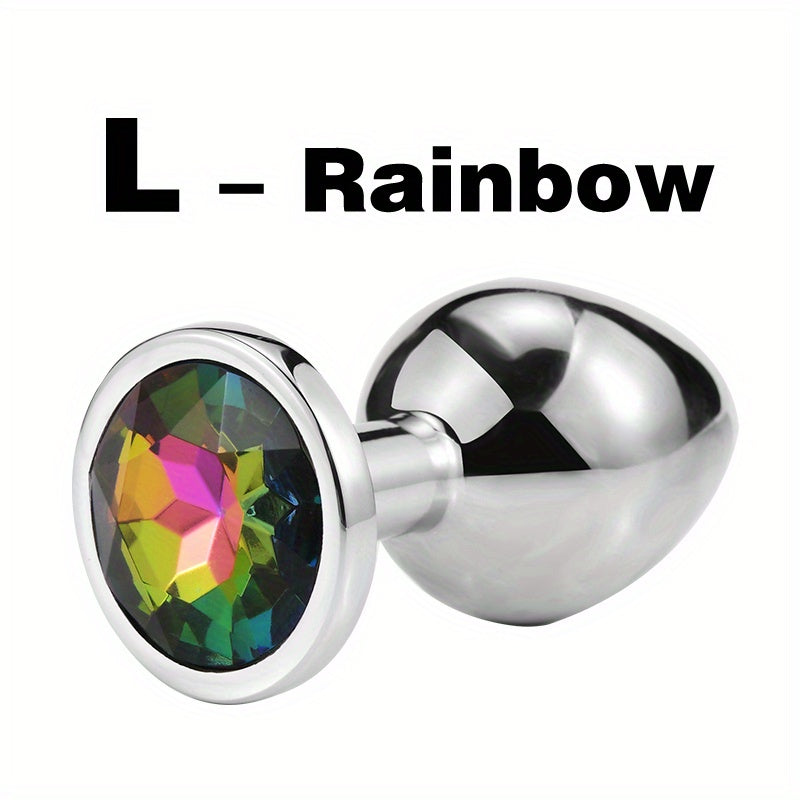 Adult Metal Anal Plug Butt Plug with Gem Base, Couples Sex Toy