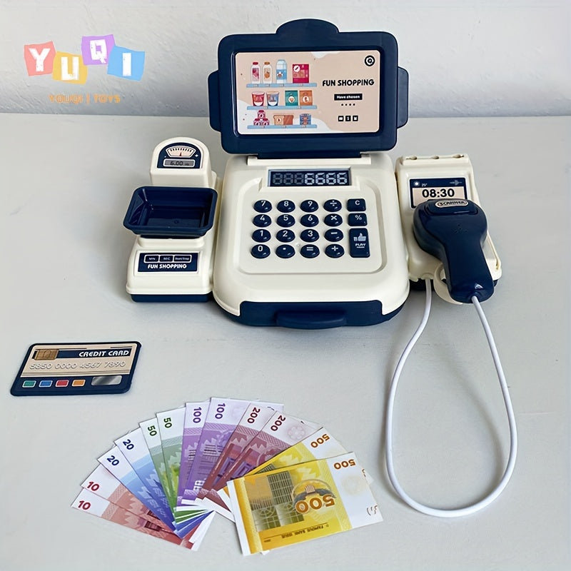 Kids' Toy Cash Register for Ages 3-6 with Scanner and Educational Role Play Red and Blue
