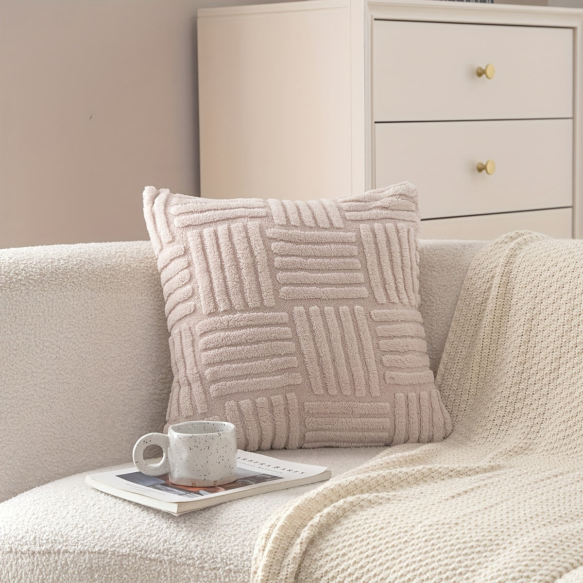 Boho Throw Pillow Cover Soft Plush Stripe Farmhouse Cushion Cover 45.72cm 45.72cm 30.48cm 50.8cm