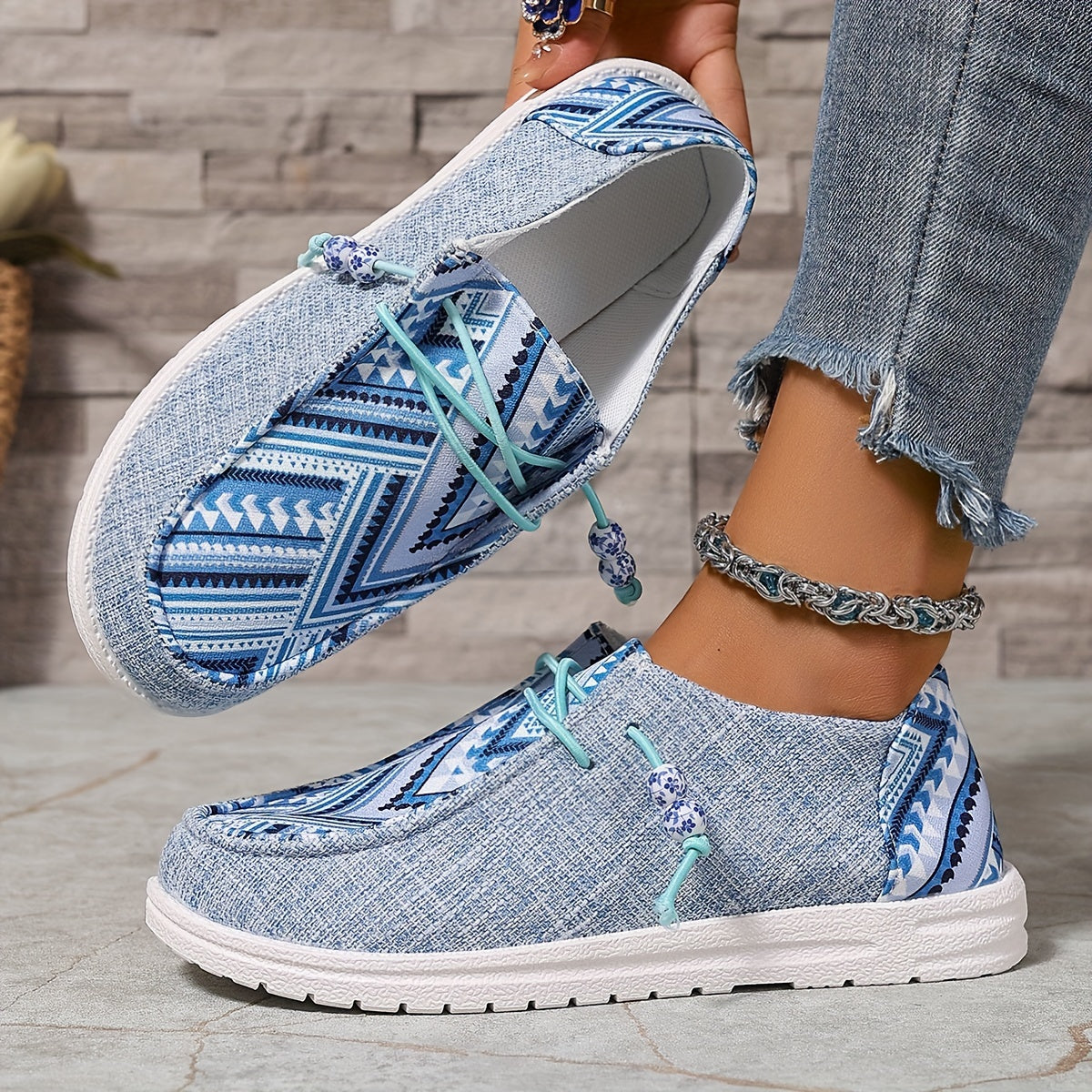 Women's Bohemian Beaded One-Kick Sandals Casual Summer Footwear