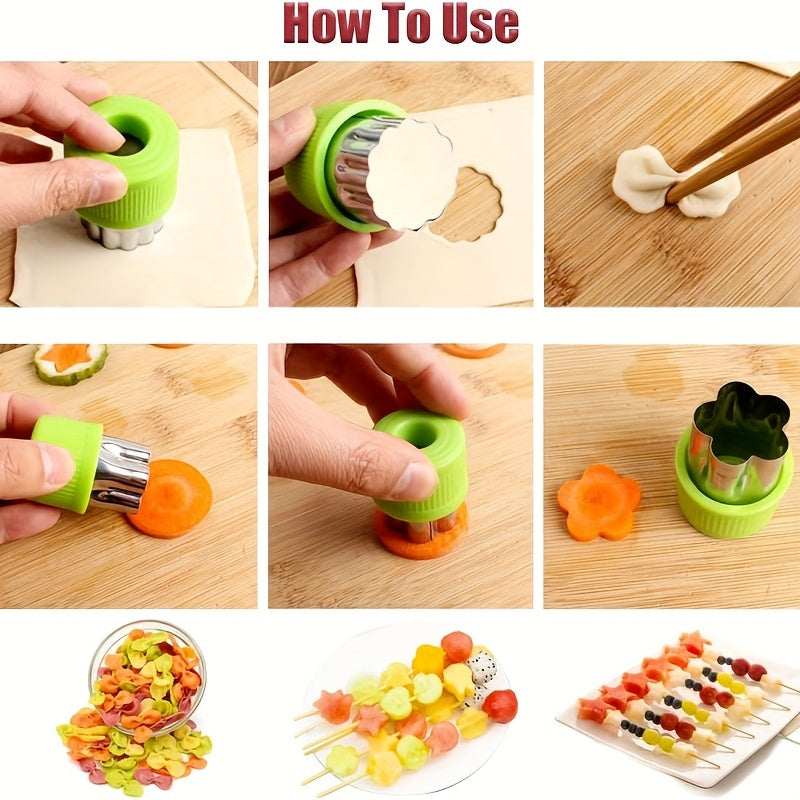 Set of 9 Stainless Steel Mini Vegetable Cutter Shapes for Baking and Food Decorating