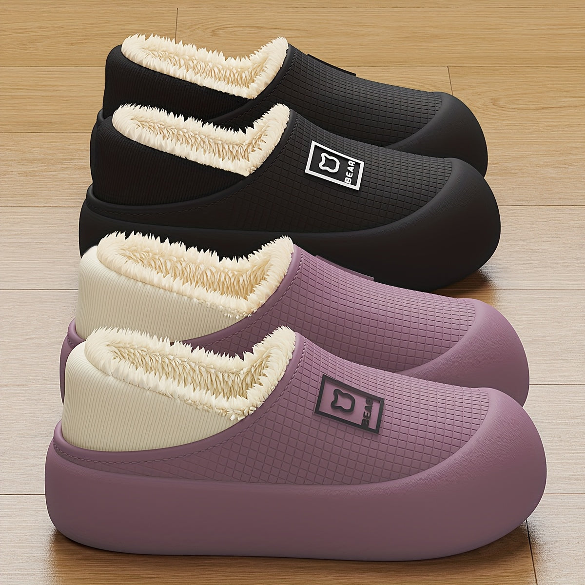 Women’s Slip-On Indoor Outdoor Slippers Cushioned EVA Non-Slip Black White Purple