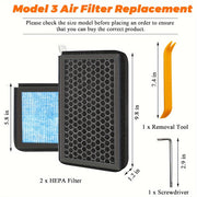2-Pack Cabin Air Filters for Tesla Model 3 and Y HEPA Activated Carbon