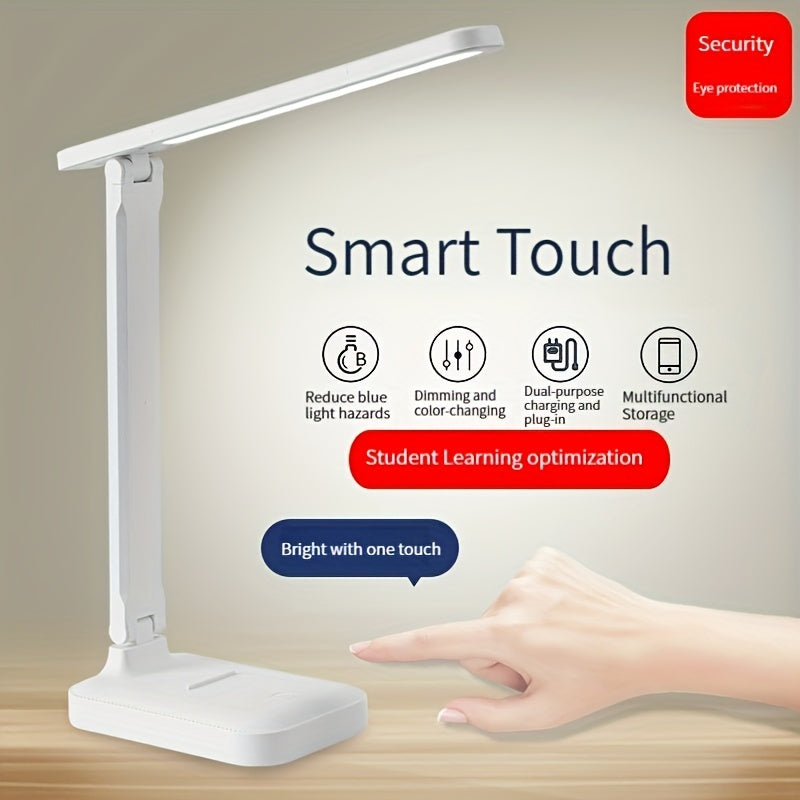 LED Desk Lamp with Touch Control Dimmable Eye Protection Adjustable Arm USB Powered