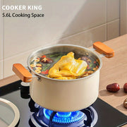 Stainless Steel Stockpot 5.6L Large Soup Pot with Lid and Handles Induction Compatible