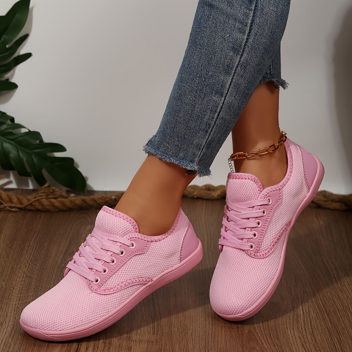 Ladies Wide-Head Casual Mesh Walking Shoes Non-Slip Rubber Sole