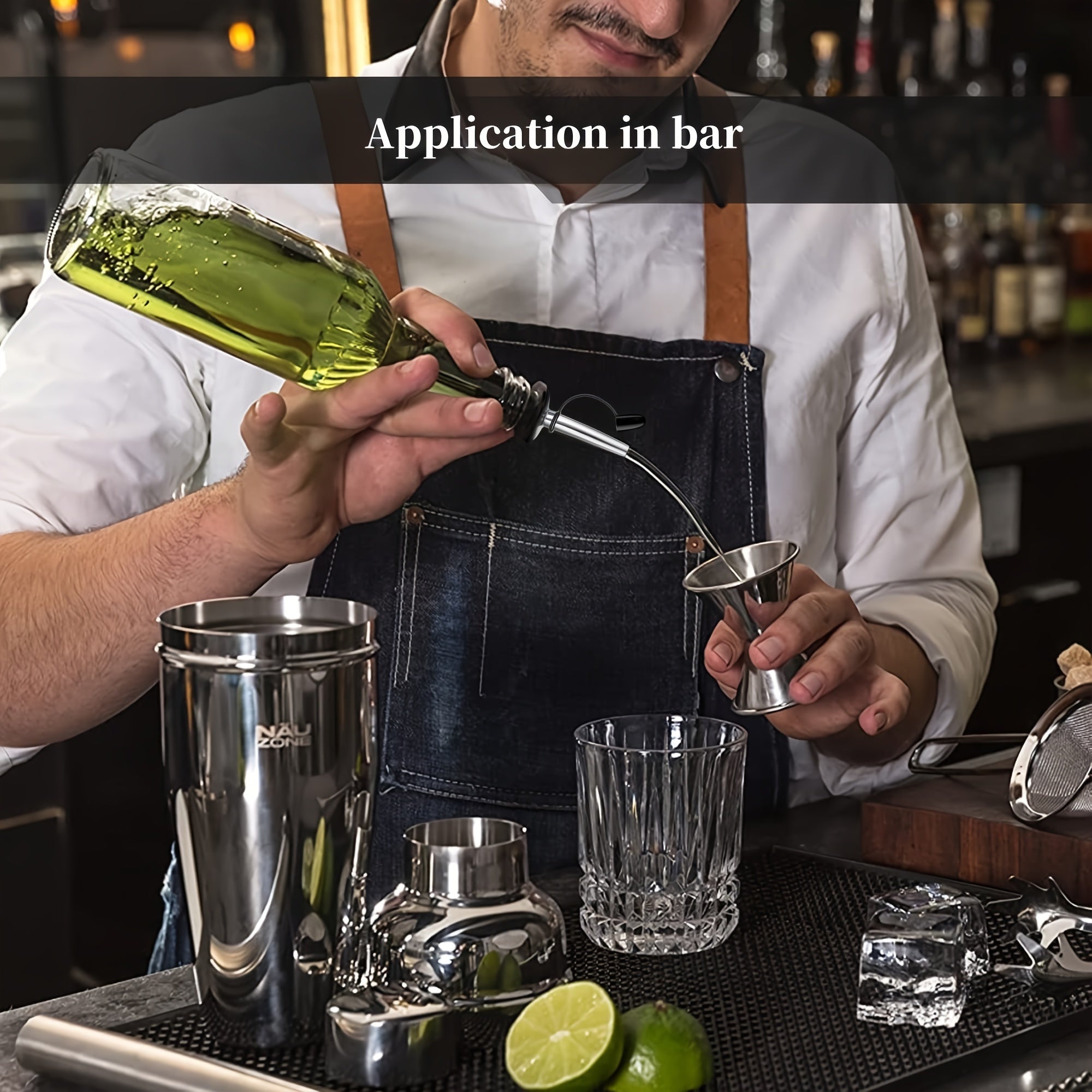 24-Pack Stainless Steel Wine Pourers with Dust Caps for Bartenders and Home Bars