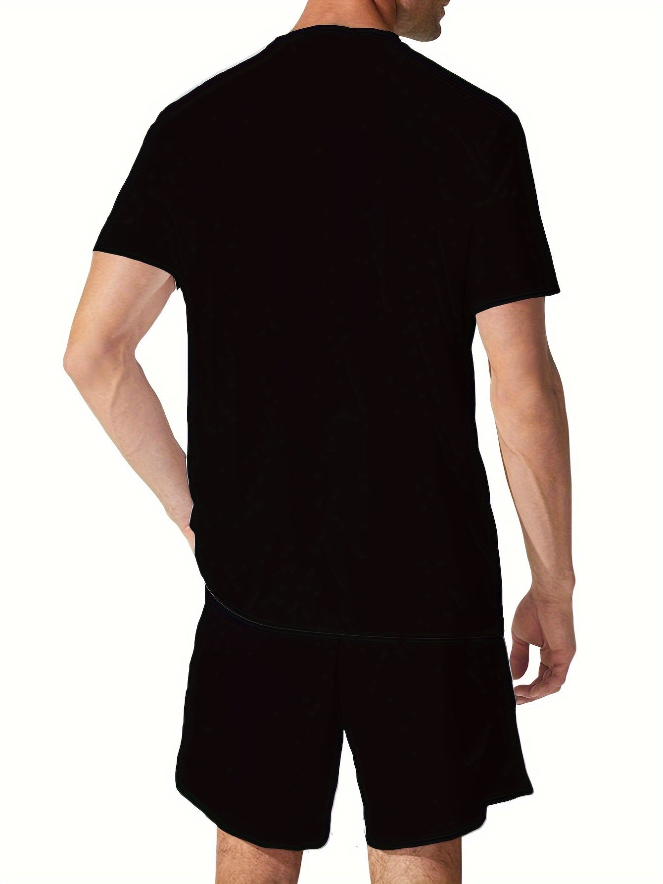 Plus Size Men's T-Shirt and Shorts Set with Smile Face Graphic for Summer Outdoor Sports