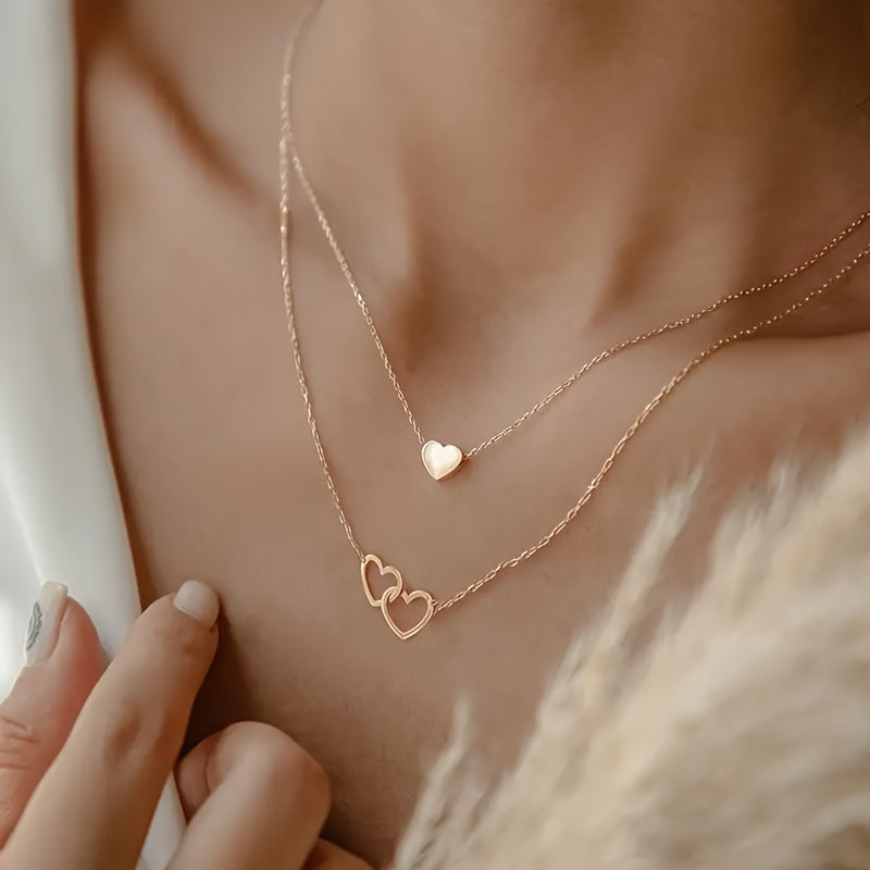 Set of 10 Minimalist Snake Chain Necklaces with Heart Pendants for Women Stylish Layered Jewelry