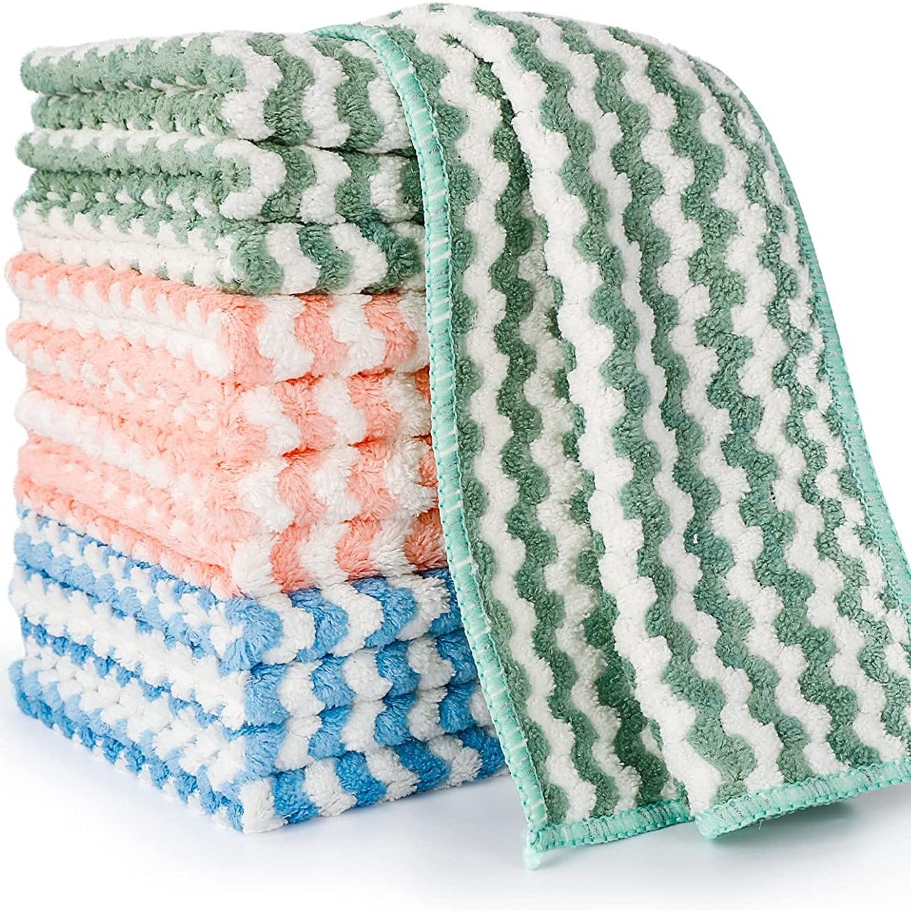 12pcs Bamboo Charcoal Fiber Kitchen Dish Towels Highly Absorbent Fast Drying Nonstick Washable