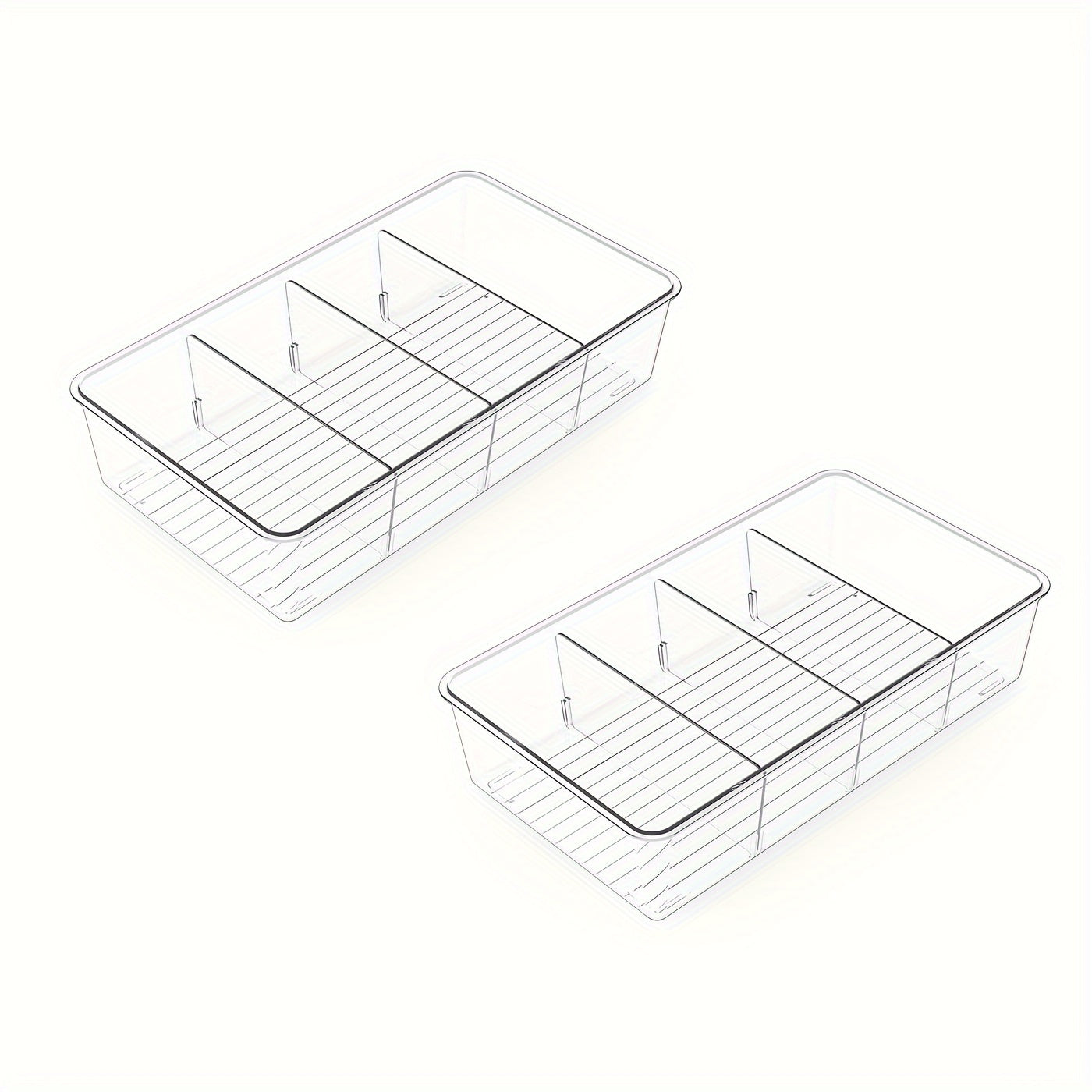 Oziq-ovqat saqlash tashkilotchilari qutilari, olib tashlanadigan atıştırmalıklar uchun likopcha bilan, oshxona va shkaflar uchun