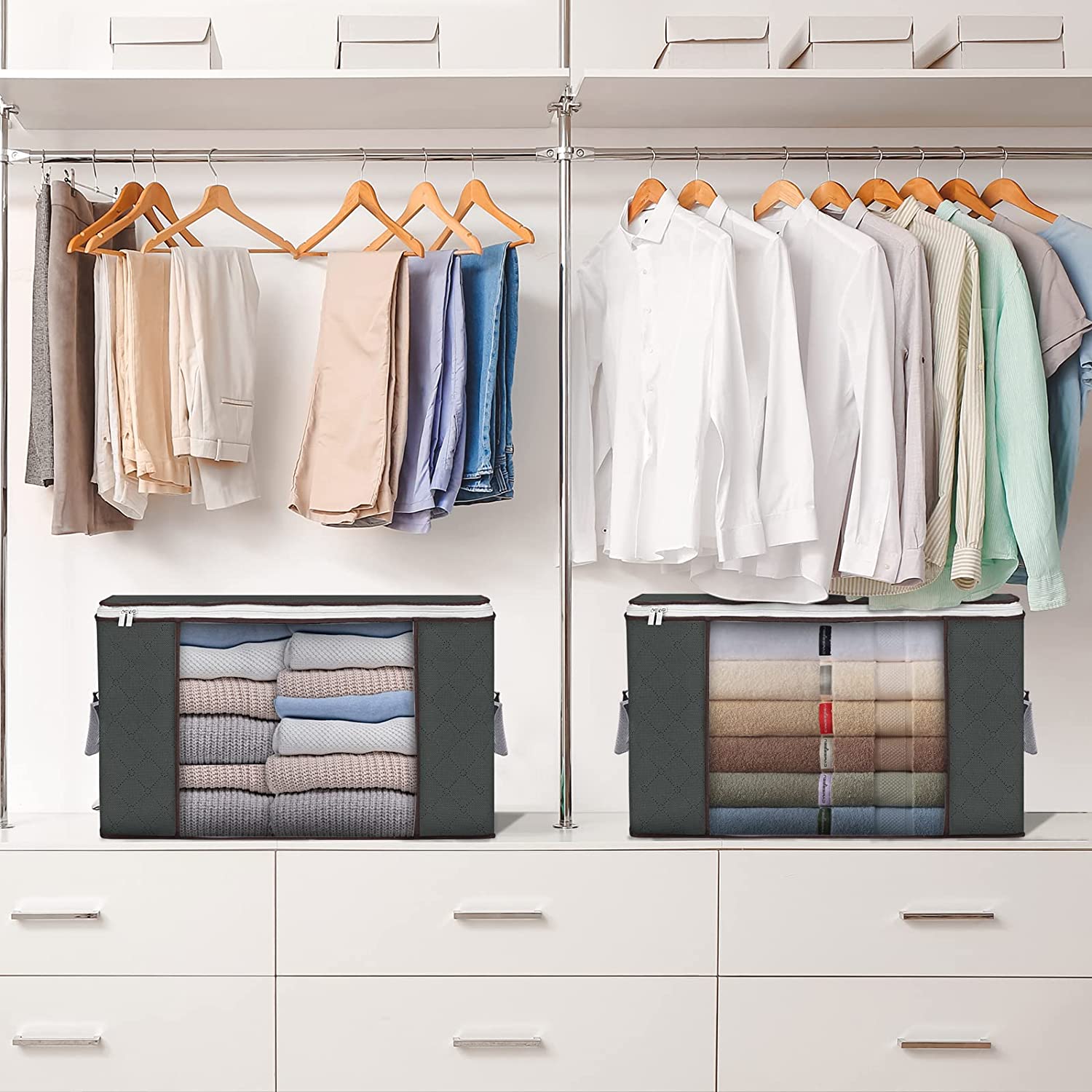 Extra-Large Waterproof Storage Bag with Clear Window and Handles for Clothing Bedding Toys