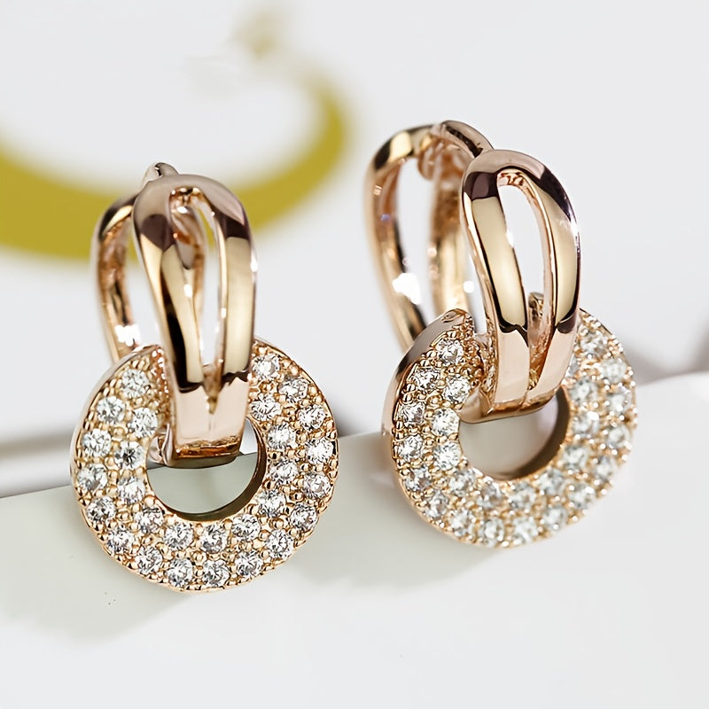 Women's Round Zirconia Earrings with Designer Style