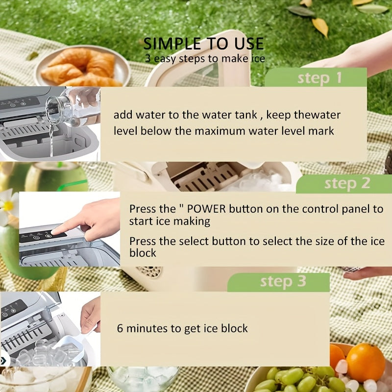 Countertop Portable Ice Maker Home Kitchen Camping Car with Handle