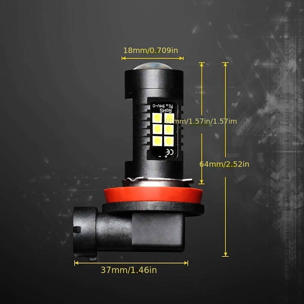 2шт. LED-лампочки противотуманных фар H11 H8 H9 6000K супербелого цвета для автомобиля