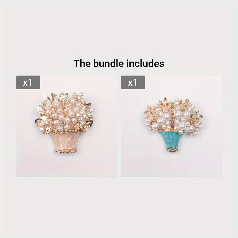 Faux Pearl and Rhinestone Flower Brooch Vintage-Inspired Irregular Shape for Dresses and Sweaters