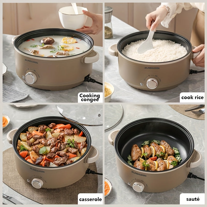 Многофункциональная электрическая сковорода с крышкой для жарки, варки, паровой обработки, тушения, пассеровки, компактный дизайн 220В