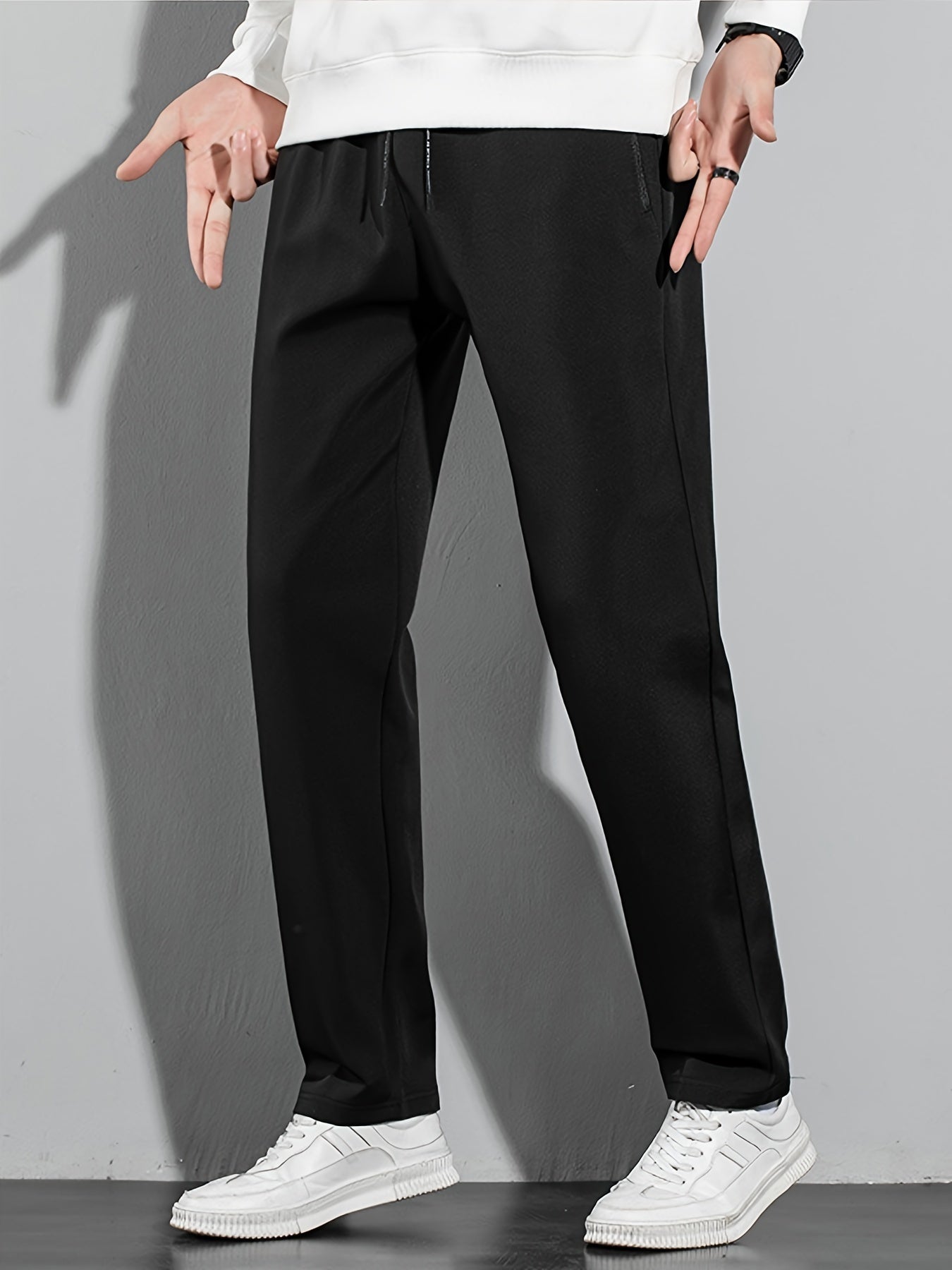 Men's Plus Size Joggers with Zipper Detail Casual Spring Summer Polyester Loose Fit