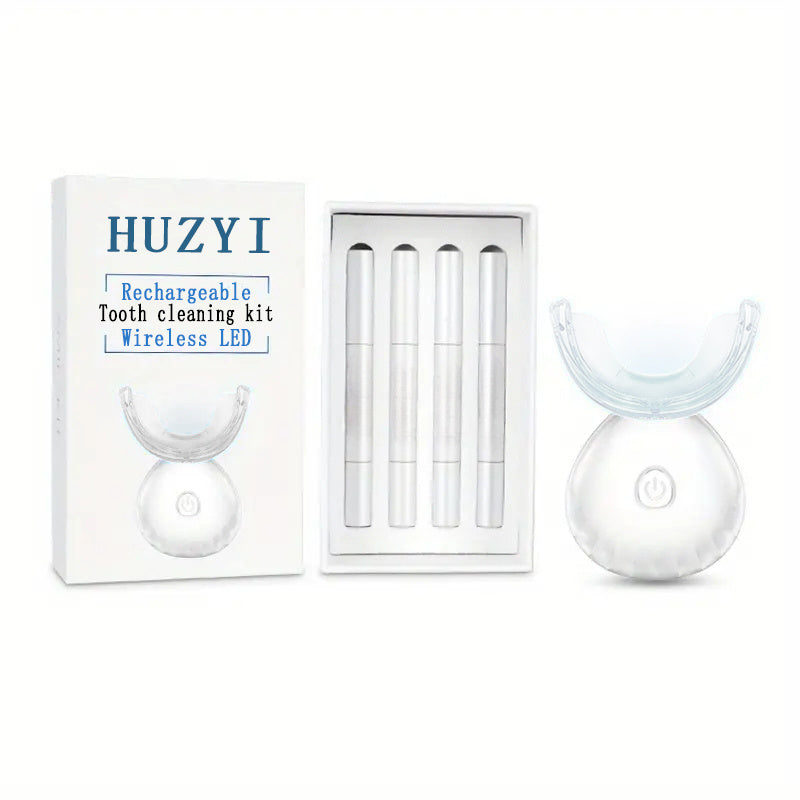 Uyda va sayohatda foydalanish uchun portativ tishlarni oqartirish to'plami, LED chiroq bilan, 4 ta parvarish geli, maxsus tadbirlar uchun ideal sovg'a.
