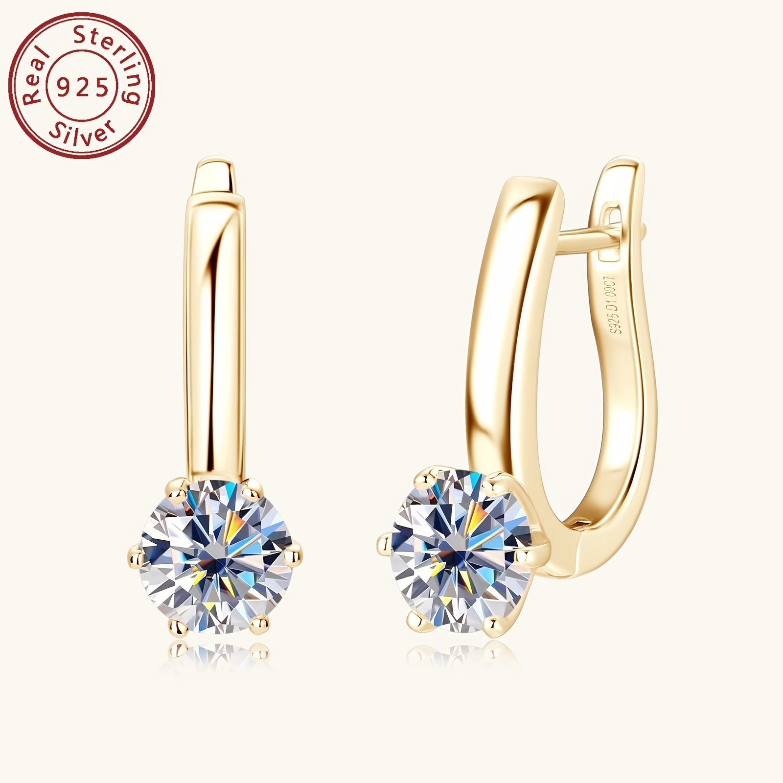 Sterling Silver Earrings with Mozambique Stone and U-Shaped Ear Cuffs