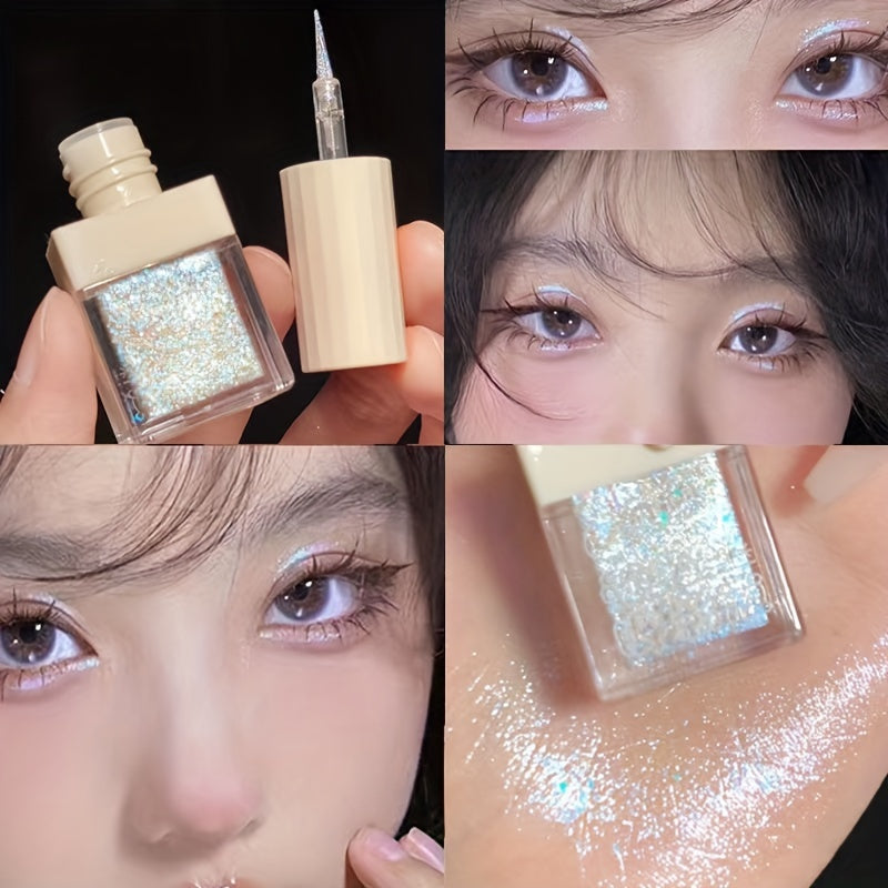 Sombra líquida para ojos para mujer con purpurina, piedras de rhinestone y iluminador