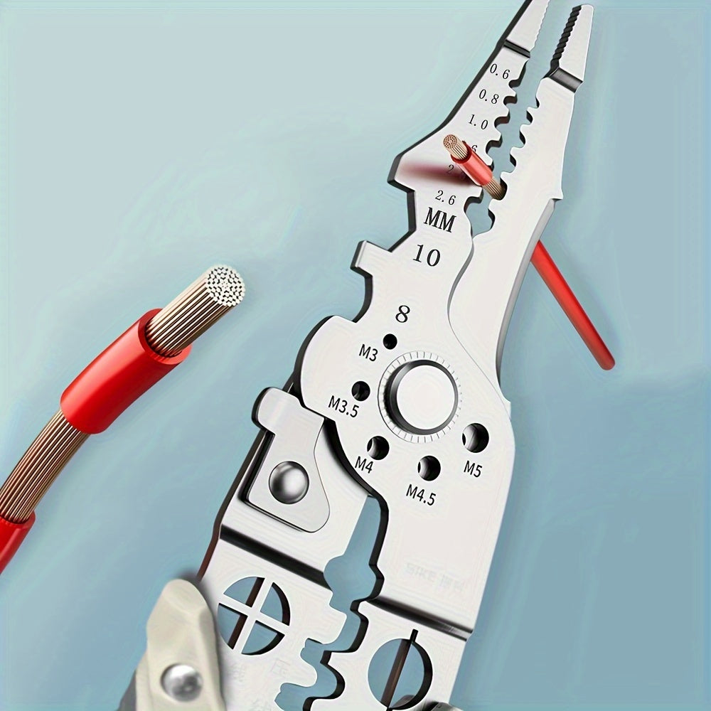 Multi-Function Stainless Steel Wire Cutter and Stripper, 21.6 cm Electrician Pliers