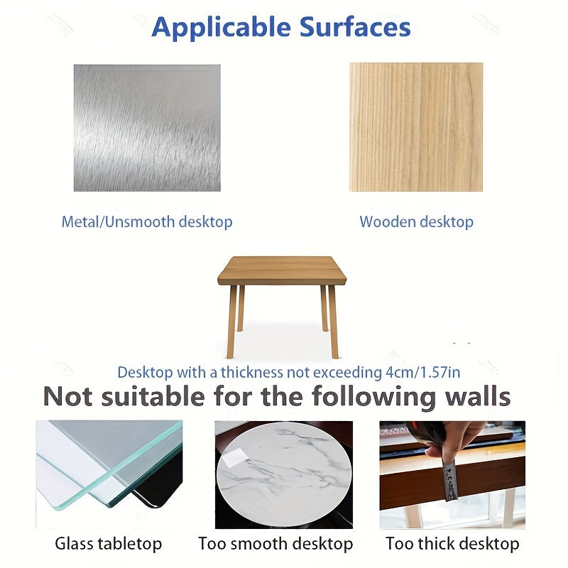 Multi-Functional Desk Hook Non-Slip Bottom Pad Holds Up to 5kg for Bags Keys Clothes