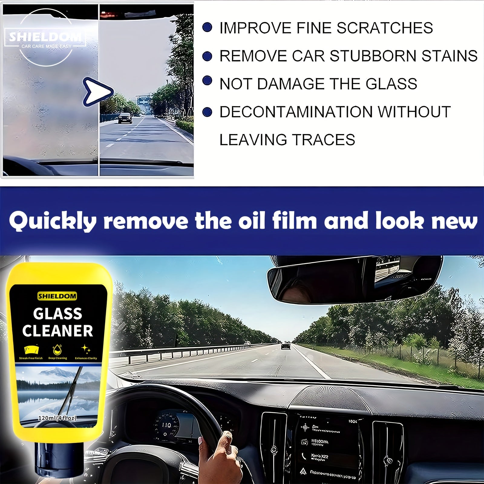 Pasta limpiadora de cristales para parabrisas y espejos, antiniebla, sin marcas, 120ml