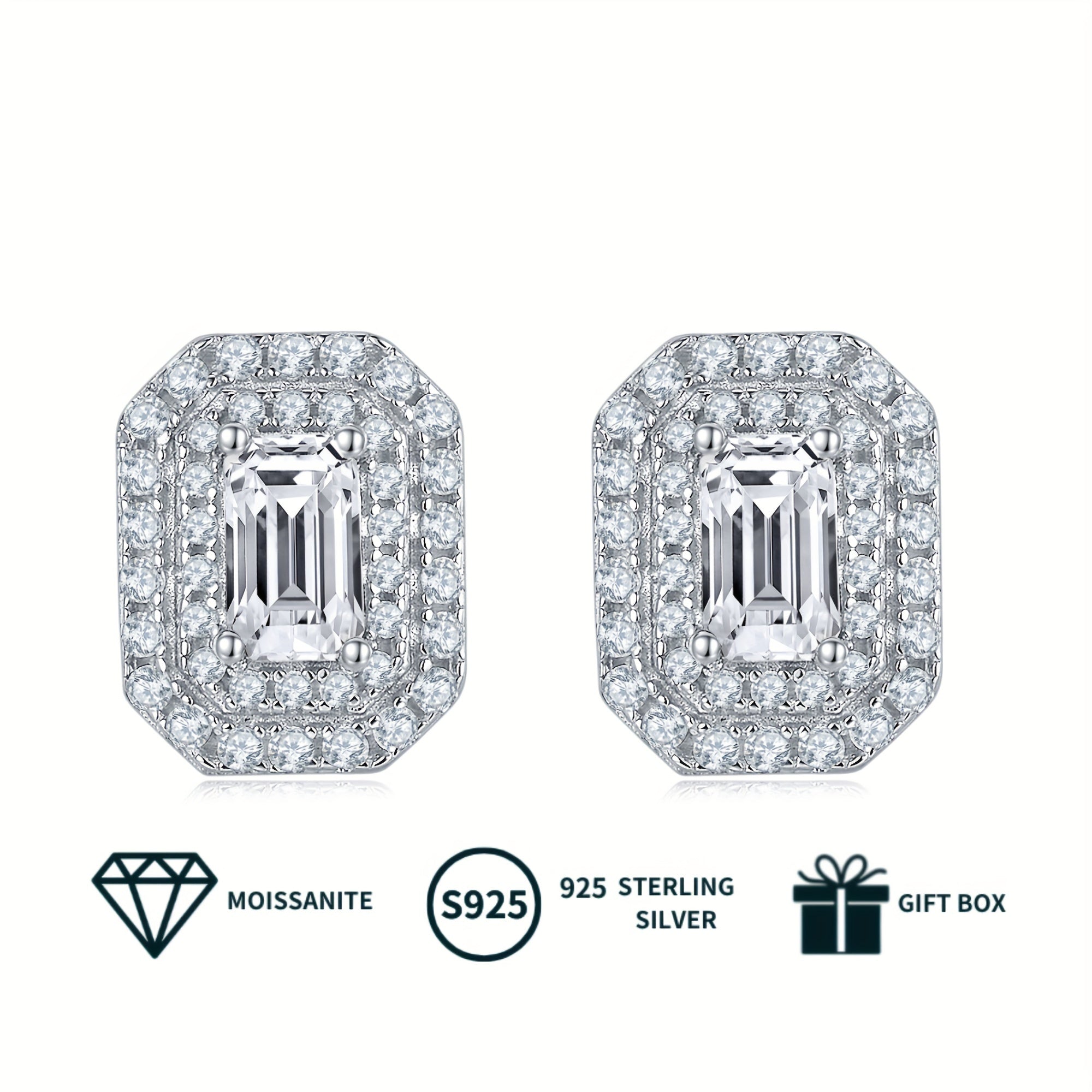 Серебряные серьги-стаканы с муассанитом и комплект украшений с кулоном 0,5ct основные камни, кулон 1ct