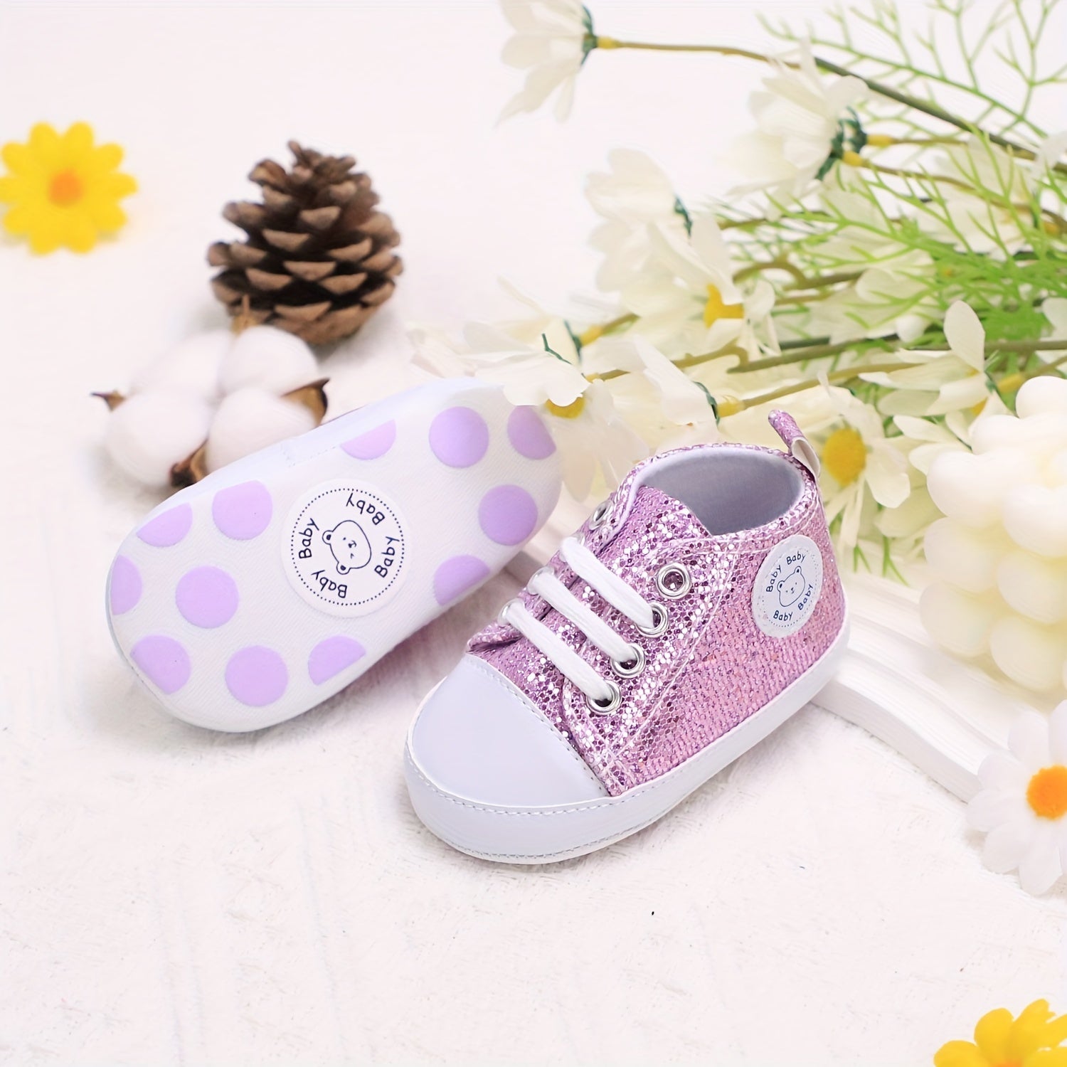 Baby Boys Sequin Sneakers Fabric Low Top Casual Indoor Outdoor Spring Fall