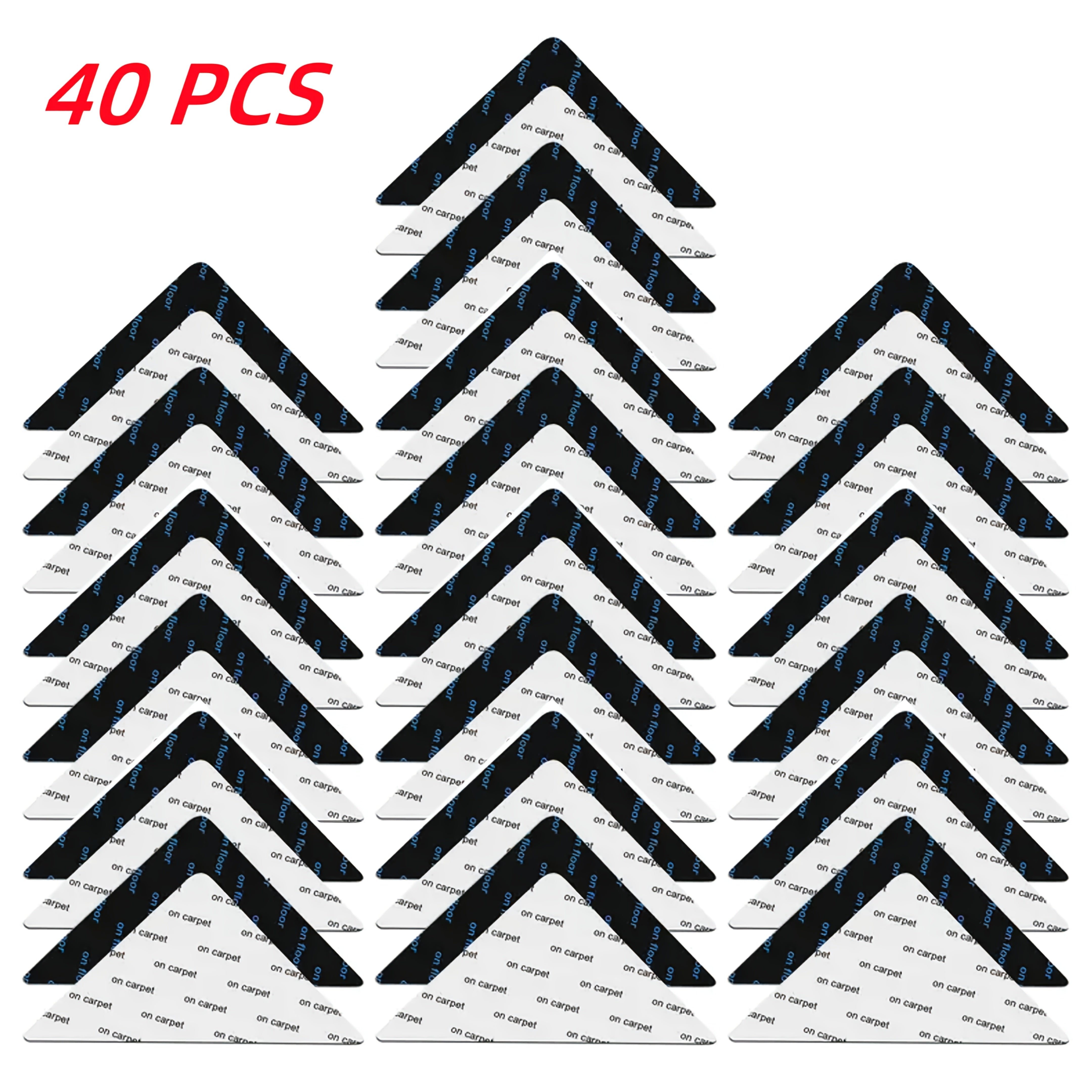 Держатели для ковров из твердой древесины и плитки доступны в наборах по 4, 8, 16, 24 или 40 штук. Эти нескользящие держатели предназначены для ковров, многоразовые и моющиеся. Двусторонний клей гарантирует, что углы останутся ровными.