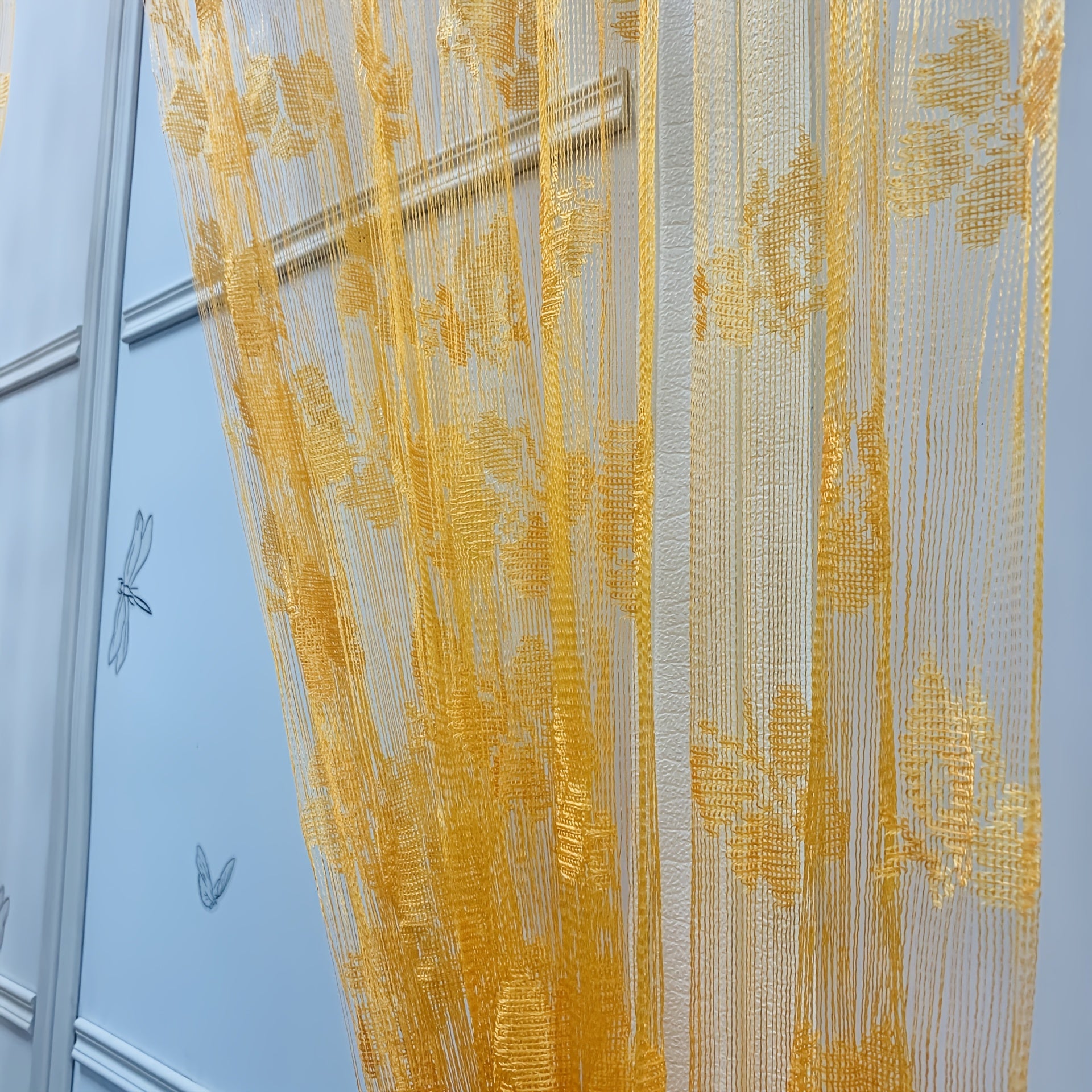 Sheer Curtain with Vibrant Orange Yellow Butterfly Floral Pattern Lightweight Polyester Rod Pocket for Living Rooms Hotels