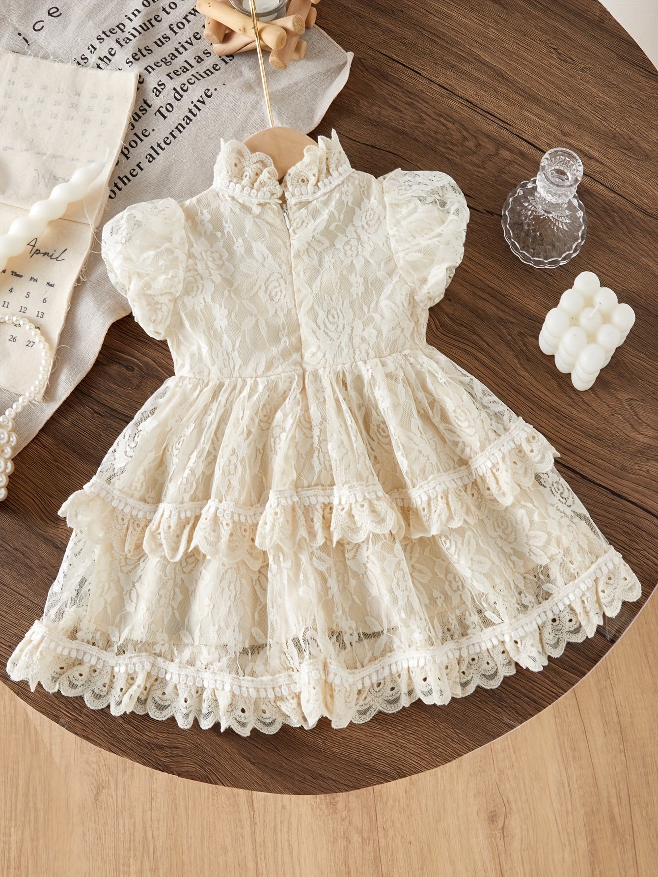 Baby Girl Dress Floral Embroidered Lace Tiered Fall Cotton for Infants