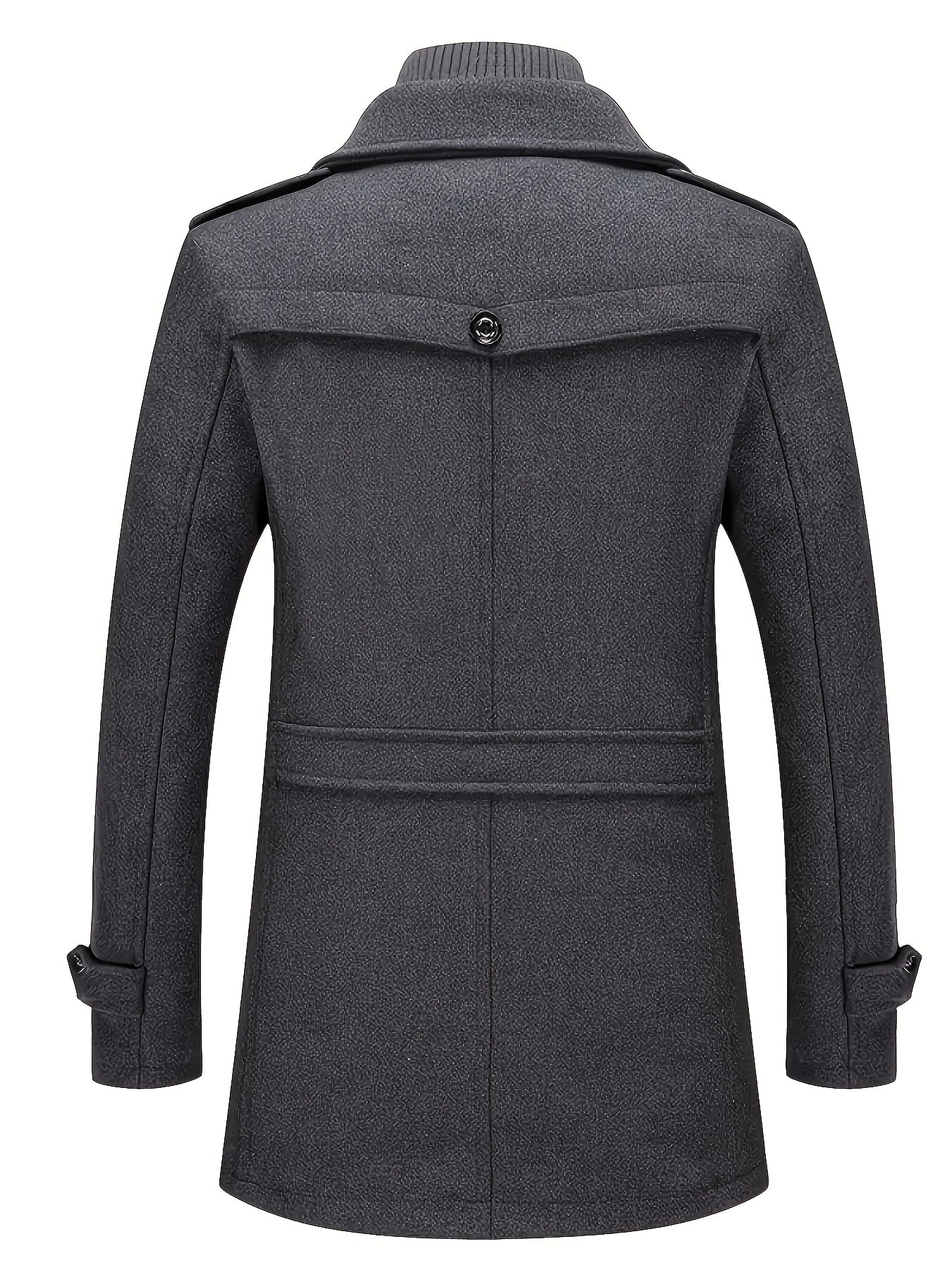 Men's Plus Size Tweed Wool Coat with Double-Lapel Button Pockets Fall Winter Skinny Fit
