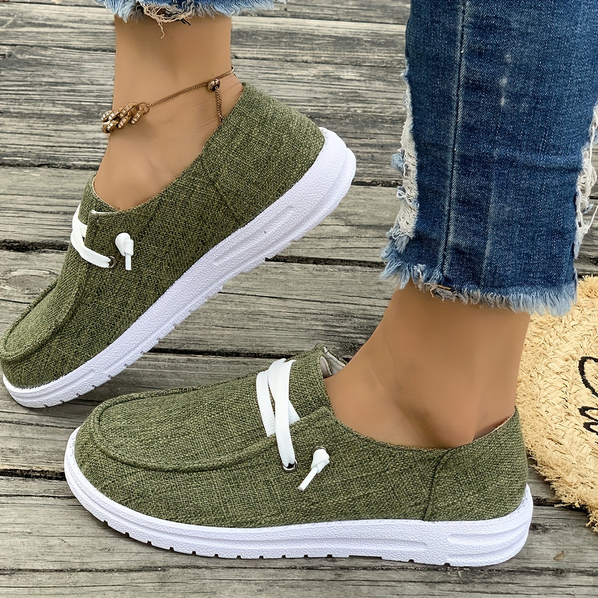 Women's Fabric Slip-On Shoes with TPU Sole and Fabric Insole All-Season Casual Footwear